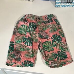 Tropical Leaf Print Shorts